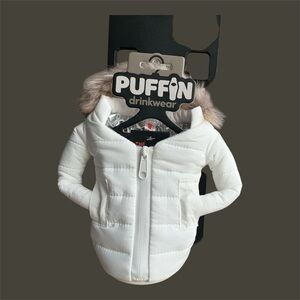 Puffin White hoped koozie